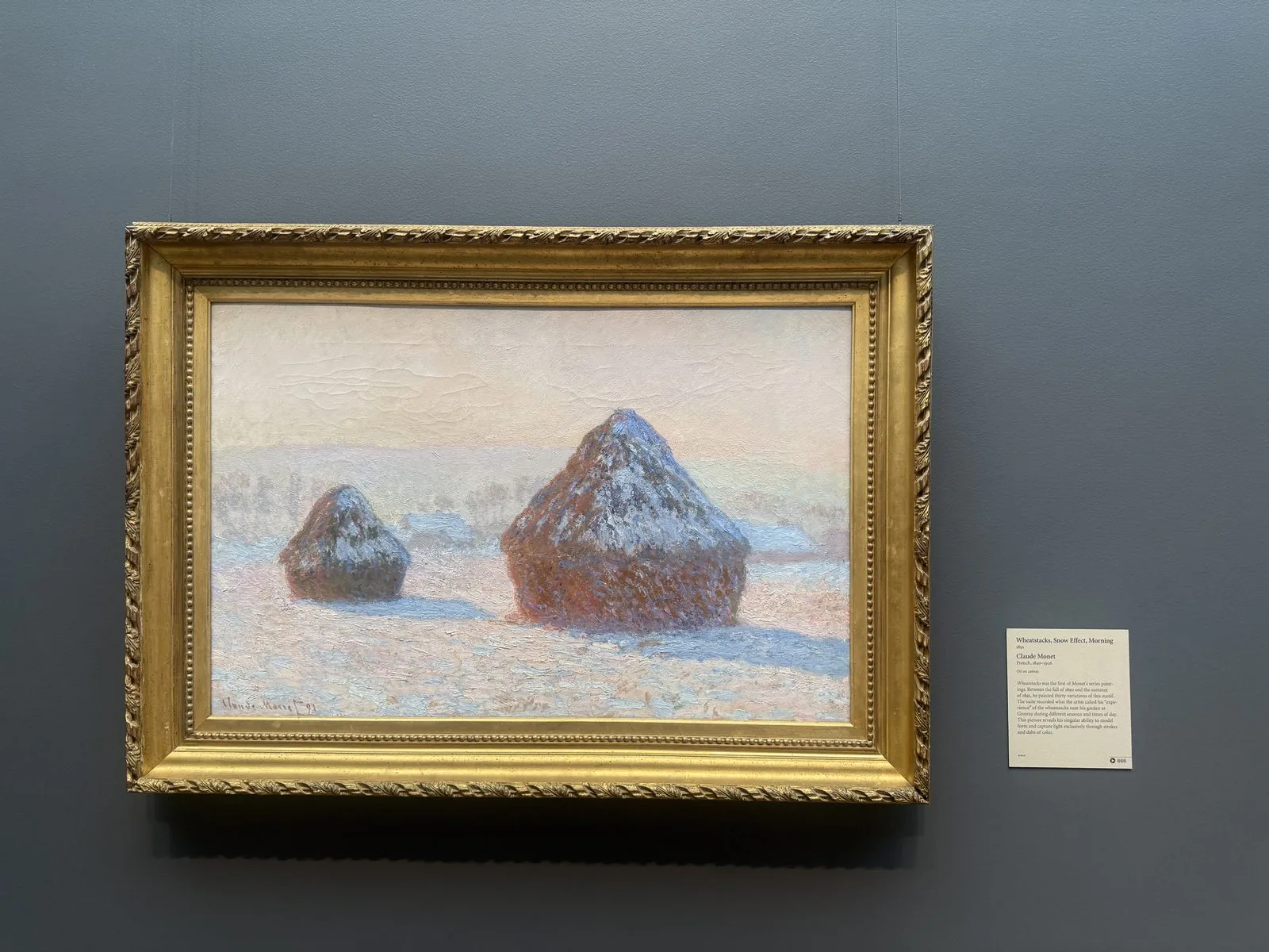 莫奈《干草堆·雪天清晨》（1891）